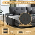 thumbnail image 3 of 44" Chaise Lounge Indoor with Charging Station and Cup Holders, Upholstered Corduroy Sleeper Sofa Bed with Adjustable Backrest and Side Pockets for Living Room, Gray, 3 of 7