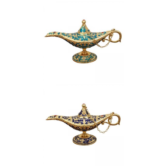 Classic Lamp,Classic Lamp Wishing Light Crafts, ,Arabian Costume Props Lamp Lid ,Tabletop Decoration Presents Gift Blue Yotijar Lámpara clásica