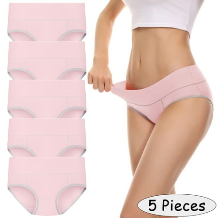Alitao Underwear Women Pack Seamless Underwear Plus Size Underwear 5 Pieces Underpants Patchwork Color Underwear Panties Bikini Solid Womens Briefs Knickers Cotton Underwear Womens Underwear Pink M