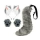 thumbnail image 1 of Orejas y cola de zorro para cosplay para mujeres y niñas, accesorios de cosplay, disfraz de Halloween de peluche gris blanco, 1 of 9