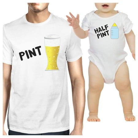 Pint Beer Half Pint Milk Dad and Baby Matching Graphic Tee Shirts