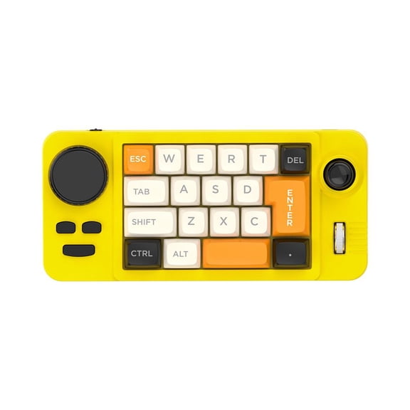 LUVCLS 19-Key Programmable Mechanical Gaming Keypad, Hot-Swappable Joystick Mouse & Dual Scroll Wheel, Macro Shortcut Keypad with RGB for PC Gamer (Yellow)