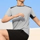thumbnail image 1 of pstuiky Camisas de manga corta para hombre, Blusa deportiva informal de color liso con cuello redondo y manga corta elástica para hombre camisas casuales para hombre l, 1 of 6