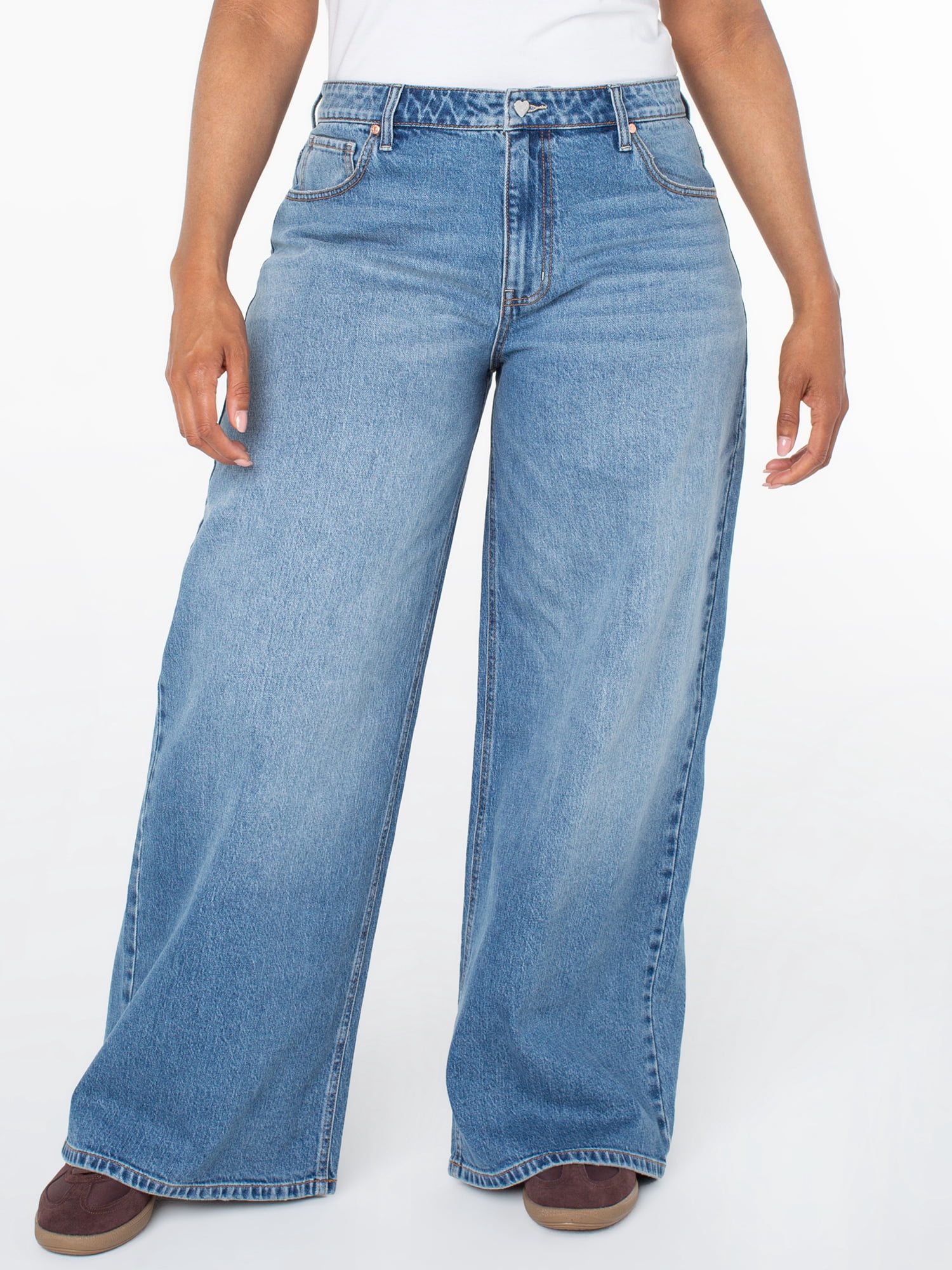 Celebrity Pink Women's and Women's Plus Slouchy Wide Leg with Back Buckle, Sizes 1-24