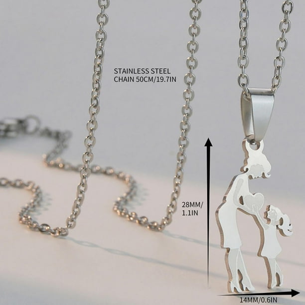 Collar y Colgante de Acero Inoxidable onlyliua para Madre E hija de Titanio y Acero