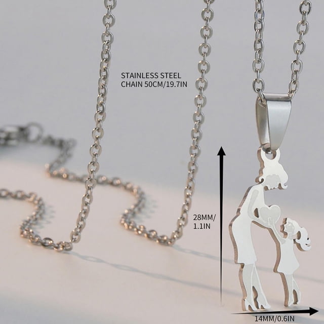 Collar para mujer, joyería para mujer, joyería para mujer, collar de acero inoxidable con colgante de madre e hija de titanio y acero inoxidable, joyería para el día de la madre, collar popular de mod