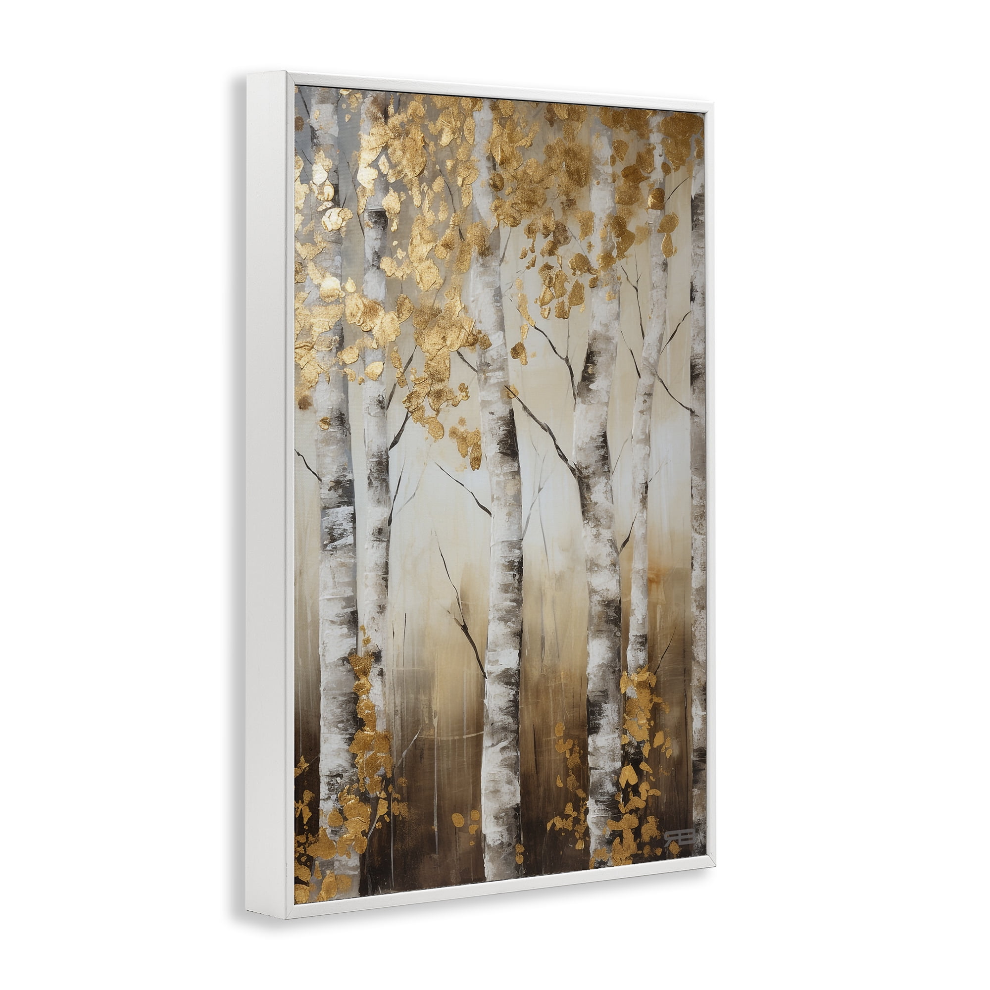 Stupell Industries Fall Foliage Birch Landscape Painting White Framed Art Print Wall Art, 20 x 30
