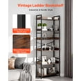thumbnail image 6 of VEVOR Industrial Bookshelf, 6-Tier, Vintage Ladder Shelf Bookshelves and Bookcases, with Metal Frame, Book Organizer with Open Shelves, for Living Room, Bedroom, Kitchen, Home Office, Rustics Brown, 6 of 9