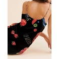 thumbnail image 5 of Niusricy Women's Elegant Bodycon Long Dress Ladies Sexy Slim Cami Dress Fruit Print Scoop Neck Beach Dress Backless Spaghetti Strap Casual Dress Fashion Low-cut Dress for Party Club Vacation, 5 of 6