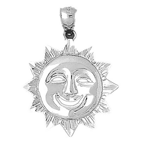 14K White Gold Sun Pendant - 31 mm