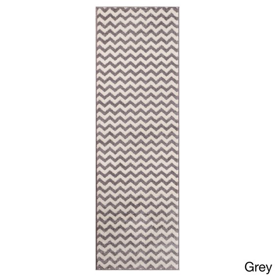 Super Area Rugs, Metro StainResistant Gray Chevron Rug, 2' 8" X 8