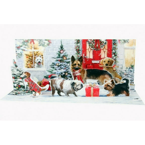 Up With Paper Pop-Up Panoramics Greeting Card - Holiday Dogs