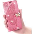 thumbnail image 3 of Wallet Case for iPhone 15 Case Crystal Glitter Bling with Card Holder Stand Leather Flip Wallet Phone Case Diamond Butterfly Protective Case for iPhone 15 6.1 inch Crystal Pink, 3 of 16