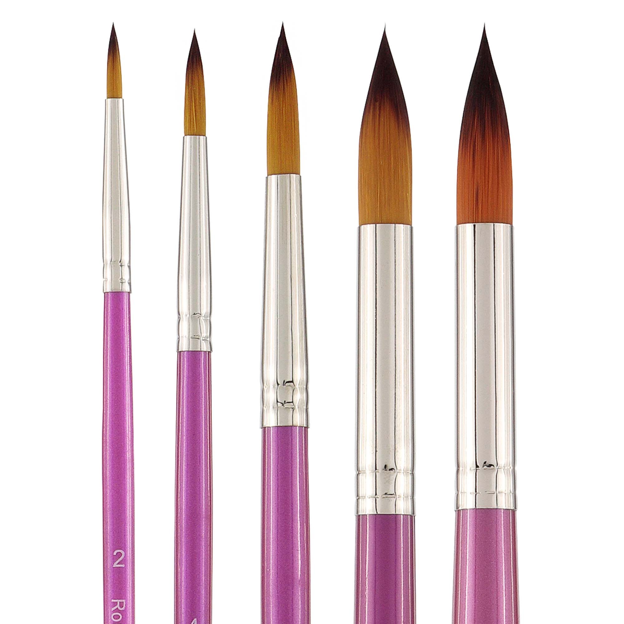 Creative Inspirations Dura-HandleArtist Paint Brushes Long Solid Resin Handle Resists Chips & Cracks - Round [Set of 5]