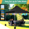 thumbnail image 3 of HOTEEL 10x10 Pop Up Canopy Tent with 4 Removable Sidewalls,Waterproof Commercial Instant Gazebo Outdoor Tents for Party/Exhibition/Picnic with Carry Bag,Black, 3 of 9