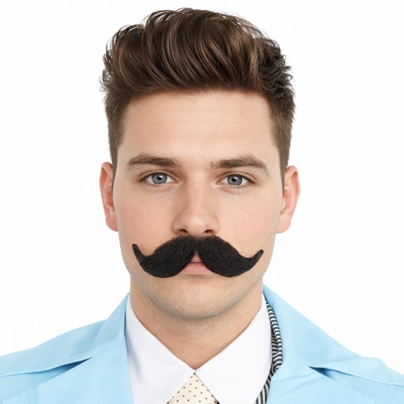 HPO Men's Hook Style Moustache Set | Black Cosplay Facial Hair