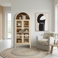 thumbnail image 6 of Leovanni 72" Tall Pantry Cabinet with Glass Doors, Wood Kitchen Storage Cabinet with Adjustable Shelves and Anti-Tip Kit, Arched Display Cabinet for Dining Room, Living Room, Natural, 6 of 10