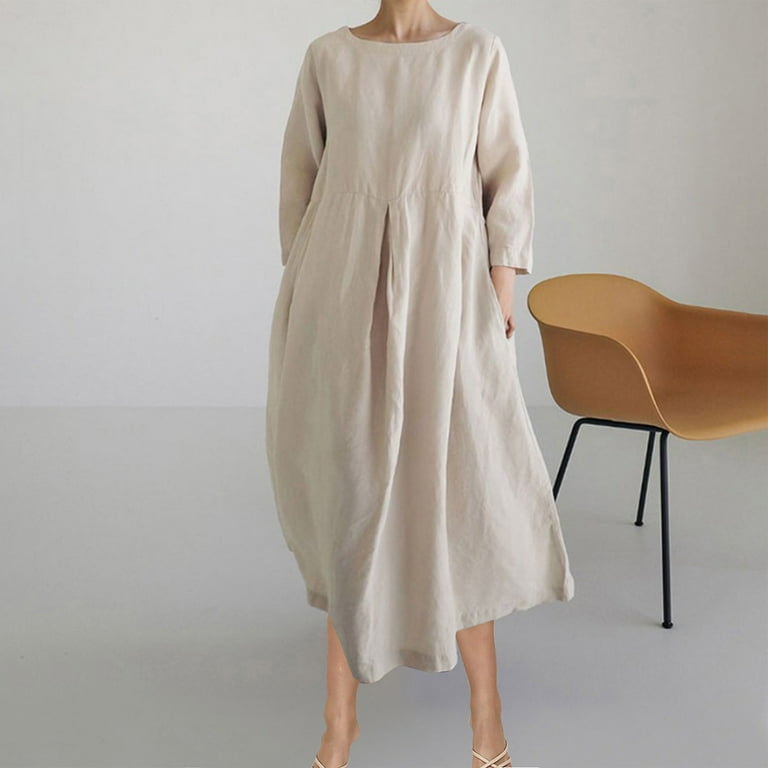 Ladies Summer Dresses Loose Solid Color Round Neck Long Sleeve Maxi Dress Summer Casual Dresses for Women Lightweight Soft Older Women Dresses Daily Dress Plus Size - Walmart.com Ladies Summer Dresses Loose Solid Color Round Neck Long Sleeve Maxi Dress Summer Casual Dresses for Women Lightweight Soft Older Women Dresses Daily Dress Plus Size - Walmart.com