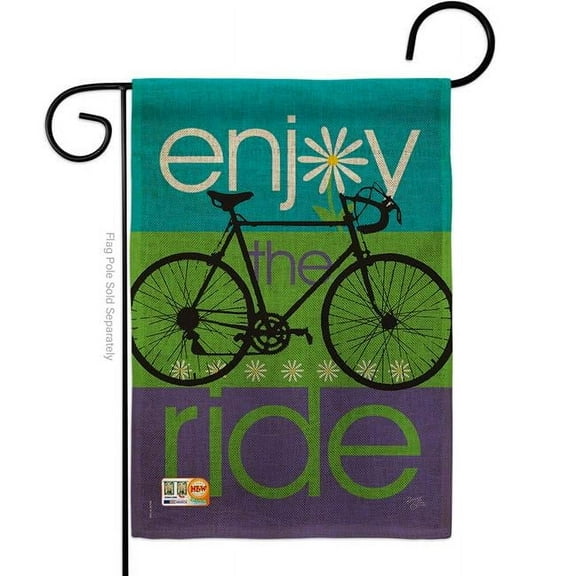Breeze Decor BD-SP-G-109040-IP-DB-D-US12-AM 13 x 18.5 in. Bike Ride Burlap Interests Sports Impressions Decorative Vertical Double Sided Garden Flag