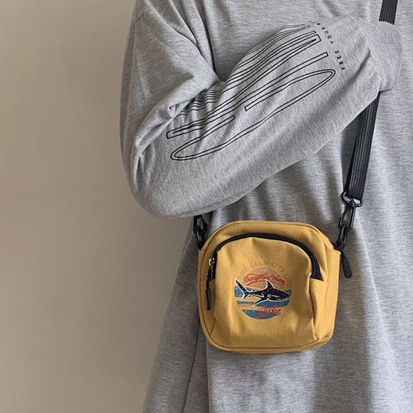 TopLLC Women's Crossbody Bags Fashion Women Canvas Printing Fish Casual Ladies Shoulder Bag Mini Crossbody Bag Women Bag