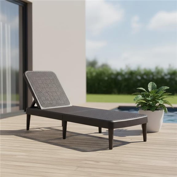 HomeRoots 565260 34.60 x 75 x 25 in. Brown Heavy Duty Plastic Outdoor Stacking Chaise Lounge