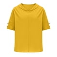 thumbnail image 3 of Camiseta con Botón Mujeres, Sudadera Casual Color Sólido Camiseta de Cuello en V de Manga Corta para Diario, Compras Y Salida, 3 of 6