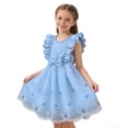 thumbnail image 5 of Girls Princess Dress Flower Vintage Floral Lace Short Sleeves Dress Wedding Party Evening Formal Pegeant Dance Gown Blue 3-4 Years, 5 of 6