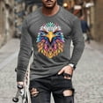 thumbnail image 2 of UVEASISHA Mens Long Sleeve Graphic Tee Shirts Novelty Animal Printed Crewneck T-Shirts for Men Big and Tall Cool Streetwear Tops Sales Today Dark Gray XXL, 2 of 6