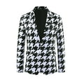 thumbnail image 5 of INSPIRE CHIC Houndstooth Pattern Blazers for Men's Prom Plaid Suit Jacket Business Sport Coats XL Black White, 5 of 6