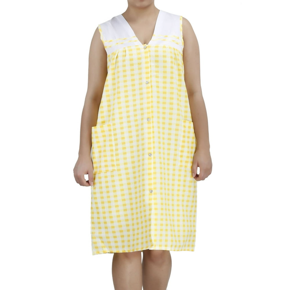 EZI Women's Sleeveless SnapFront Cotton House Dress by EZI Walmart