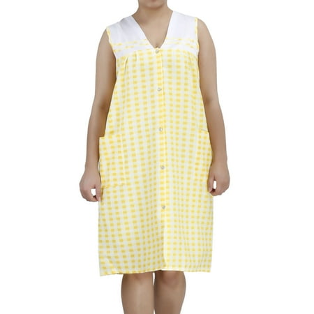 - Women's Sleeveless Snap-Front Cotton House Dress by EZI