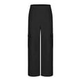thumbnail image 4 of Cethrio Girls Cargo Pants, Elastic Waist Straight-leg Multi-pocket Casual Pants with Pockets Black Size 14-16, 4 of 6