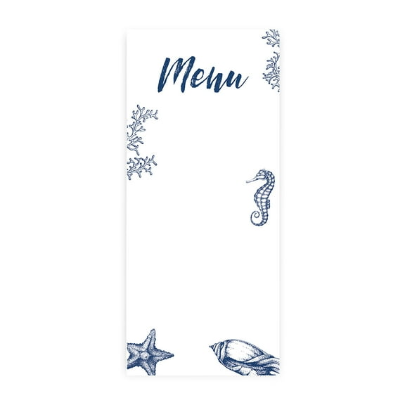 Koyal Wholesale Nautical Sea Life Printable Wedding Paper Menu Cards for DIY Printer, Pack of 52