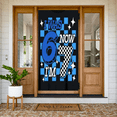 thumbnail image 4 of Blue Checkered 7th Birthday Banner Stars I Was 6 Now I'm 7 Display Numbers 6 & 7 Race Car  Checkered Flag Backdrop for 7th Birthday Party Kids Birthday Celebration Indoor Party Decoration, 4 of 8