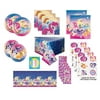My Little Pony Birthday Party Supplies Bundle Set for 16 includes Plates, Napkins, Table Cover, Loot Bags, Tattoos, Stickers, Candles