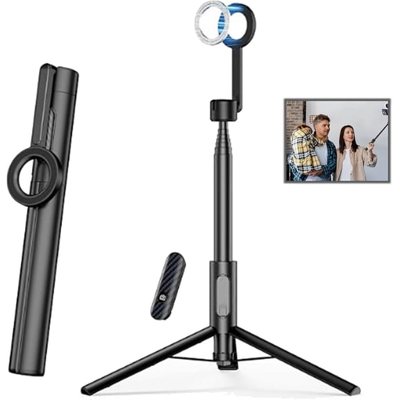 Horizum Magnetic Phone Tripod, with Bluetooth Remote - Extendable Selfie Stick Tripod with 360° Rotation, Quick Release Mount & Universal Compatibility (Black)