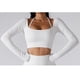 thumbnail image 2 of Top de Yoga para Mujer Ticfox Mangas Largas Cuello Cuadrado Dobladillo Ancho Cintura Alta Blanco L, 2 of 7