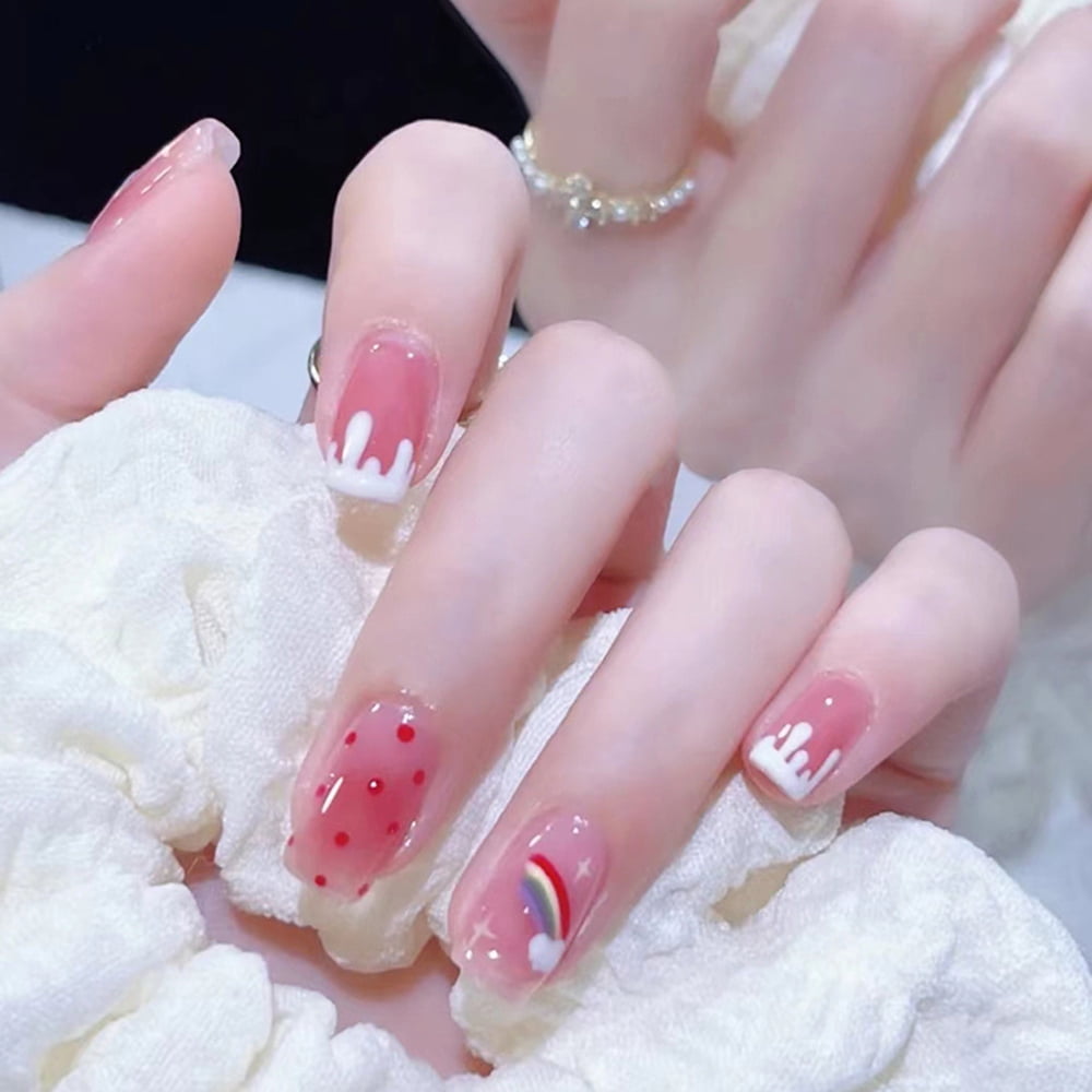 24pcs Artificial Nails Fake Nail Pieces Popular Cute Presson Nails for