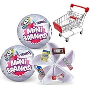 5 Surprise Mini Brands Series 3 Silver Bundle with Miniature Shopping Cart and 2 New and Silver Mini Brand Balls