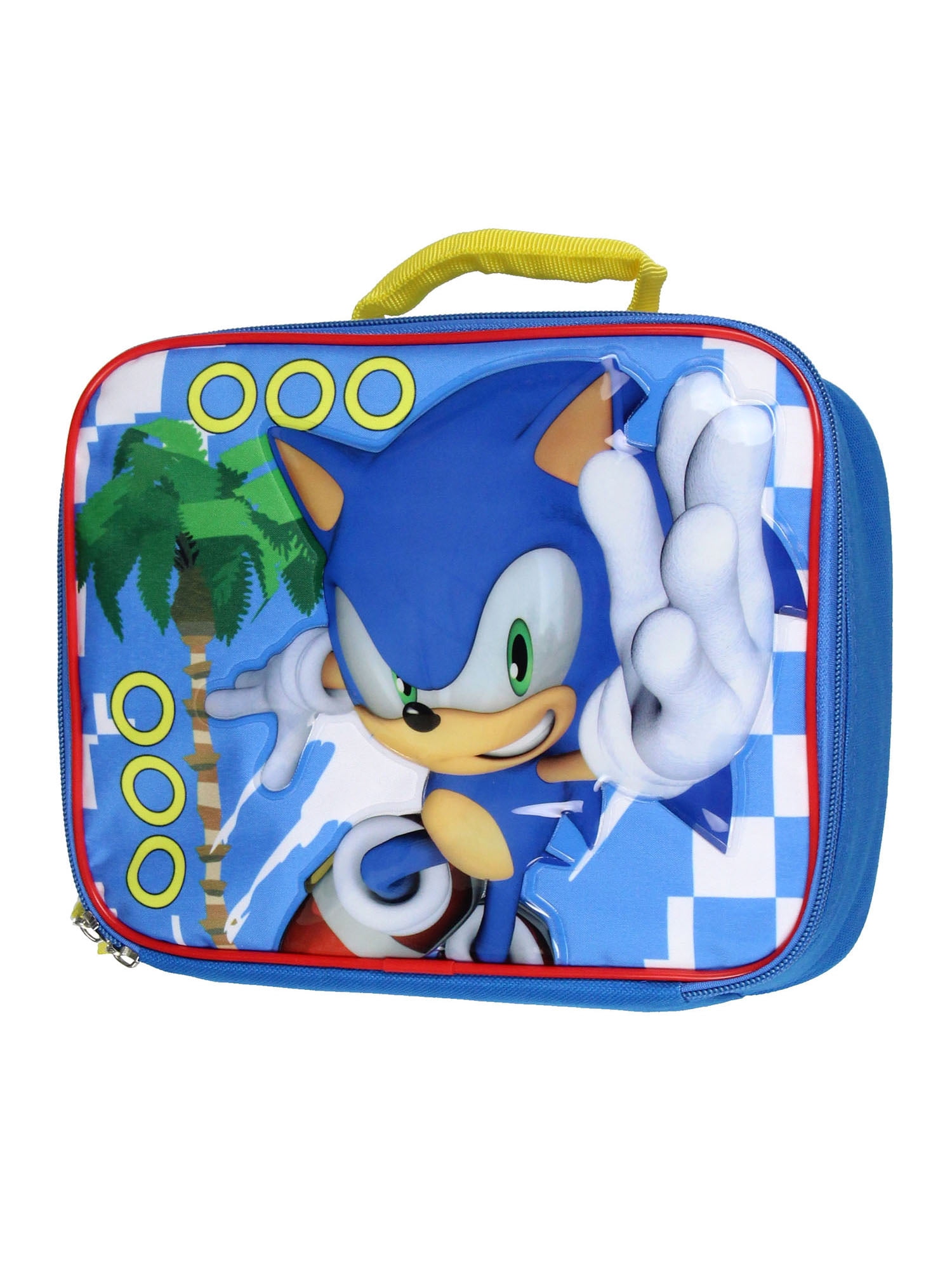 Sonic The Hedgehog Kids Lunch Box Full Gamer Raised Character Insulated Lunch Bag Tote For Hot And Cold Food, Drinks, And Snacks 10"