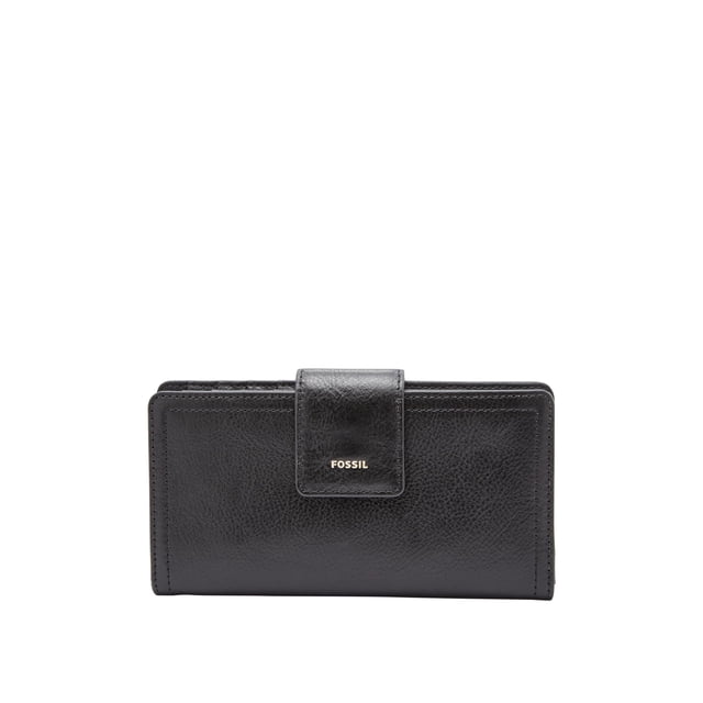Billetera Fossil Logan para Mujer con Bloqueo RFID, de Cuero Negro