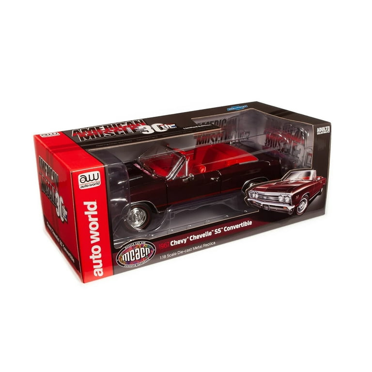 1967 Chevy Chevelle SS 396 Convertible, Madiera Maroon Red - Auto World  AMM1244 - 1/18 scale Diecast Model Toy Car 