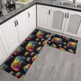 thumbnail image 2 of Game Controller Black Pattern Anti Fatigue Kitchen Rugs Set Of 2, Non Slip Washable Decorative Floor Mats for Kitchen Sink Laundry, 17"x30" and 17"x47", 2 of 5