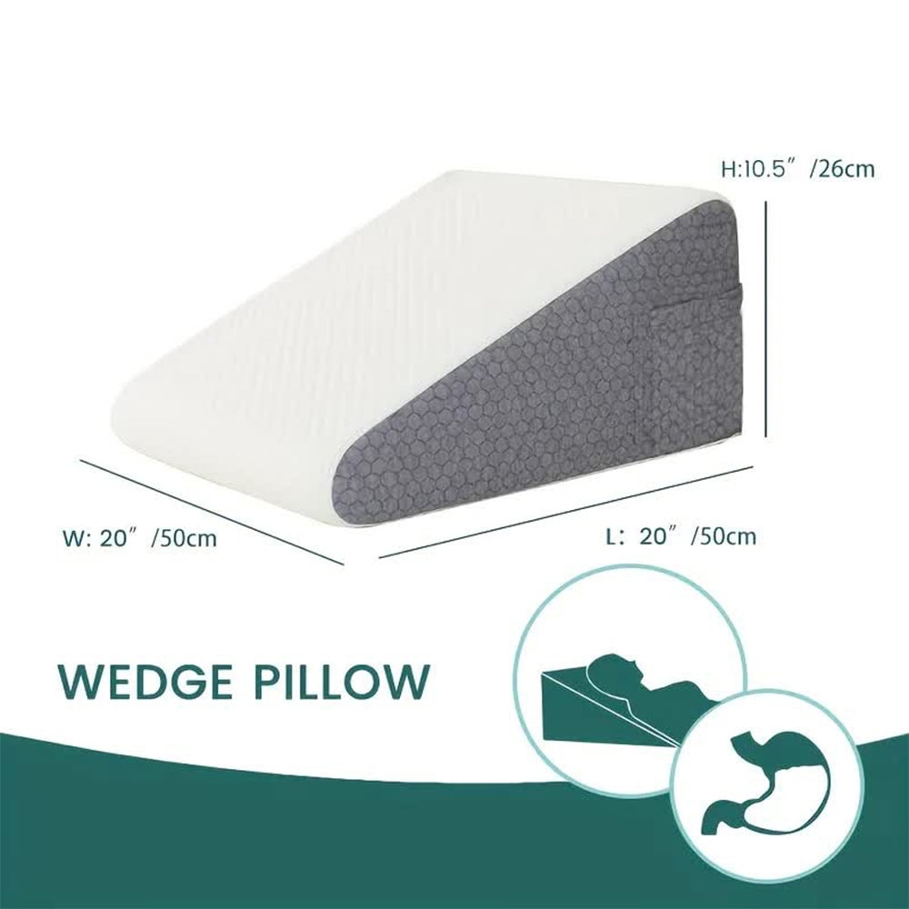 Bed Wedge Pillow Triangle Memory Foam Support Pillow with Soft Top for Sleeping Leg Elevation Back Support