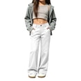 thumbnail image 7 of Ticikt Solid Straight Leg Sweatpants, Partial Elastic Waist Casual Trousers for Boys Girls Fall Winter Daily Outfits,White, 7 of 7