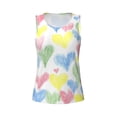 thumbnail image 4 of Xecao Hand Drawn Colored Hearts print women's scoop neck, loose-fit workout tank tops for the gym., 4 of 9