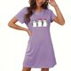 thumbnail image 2 of Camisón corto de talla grande para mujer, camisón de manga corta con estampado de pecho a la moda, camisón para mujer, 2 of 3