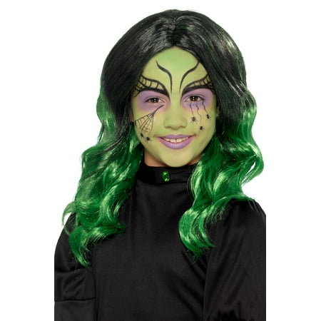 Kids Witch Wig (Black/Green)