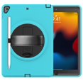 thumbnail image 1 of SaniMore for iPad 10.2" (9th/8th/7th Generation, 2021/2020/2019) Case, 3 Layers Multi-Functional Cover with 360° Rotation Hand Strap & Kickstand Pencil Holder Full Body Protective Shell, Blue, 1 of 7