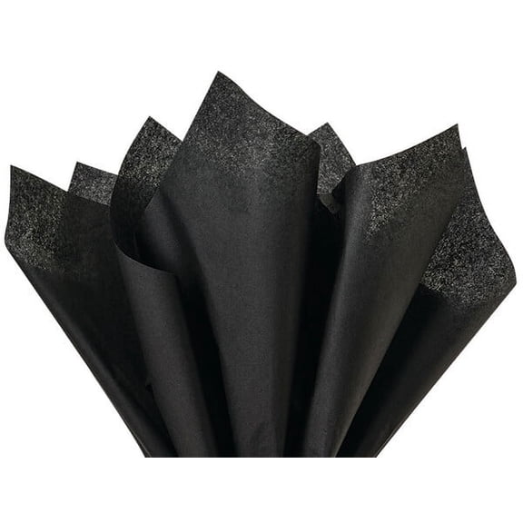 Pack Of 24, Solid Black Tissue Paper 20 X 30" Sheet Pack Made From 100% Post Industrial Recycled Fibers Made In USA